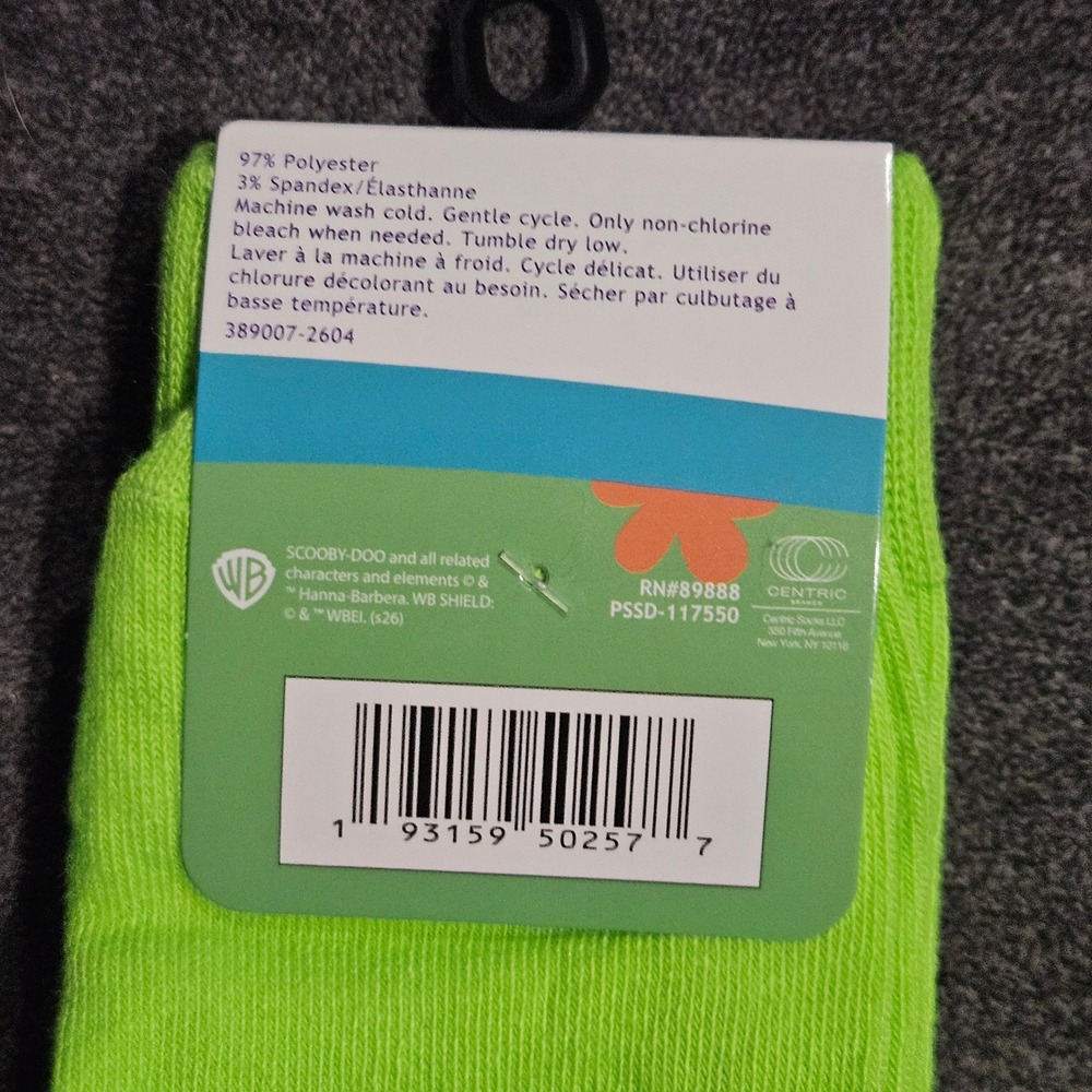 Scooby-Doo Mens Halloween Crew Socks Neon Green Boo Ghost Shoe Size 6-12 NWT - Picture 4 of 4